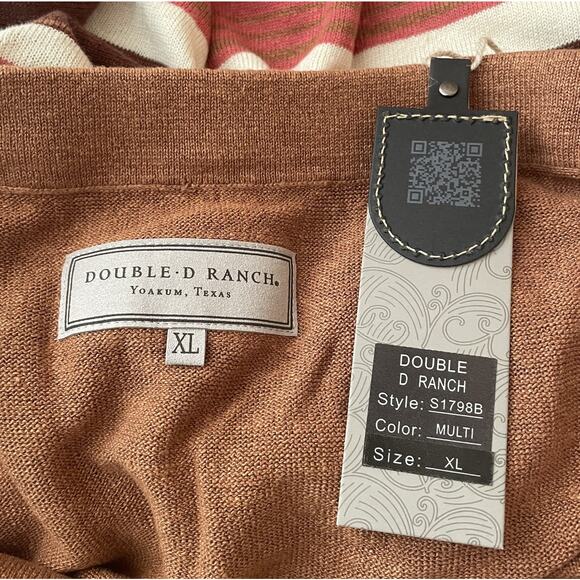 Double D Ranch Monument Pass Skirt XL NWT Orange Brown Stripe Fringe - Picture 6 of 9